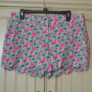 Crown and Ivy 10 Pink and Green Palms Shelby Shorts